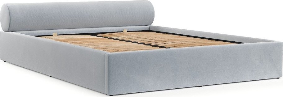 Světle šedá čalouněná dvoulůžková postel s úložným prostorem s roštem 160x200 cm Solvo – Maison de Rêve Maison de Reve