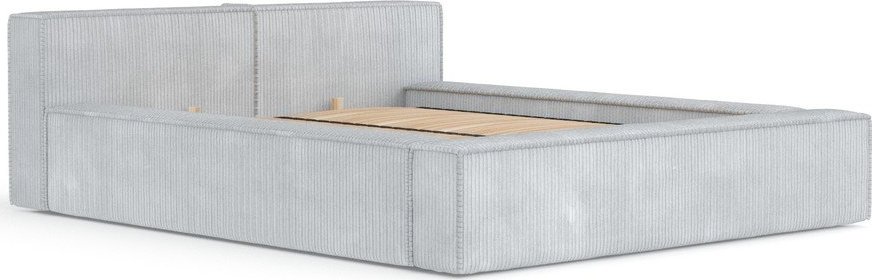 Světle šedá čalouněná dvoulůžková postel s úložným prostorem s roštem 160x200 cm Voliera – Maison de Rêve Maison de Reve