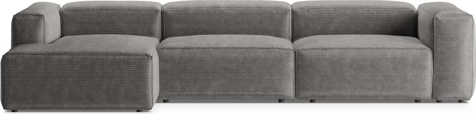 Světle šedá manšestrová rohová pohovka (levý roh/s lenoškou) Bergano – Cosmopolitan Design Cosmopolitan design