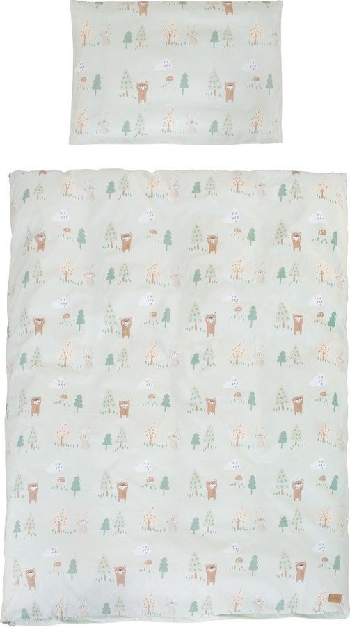 Světle zelené bavlněné dětské povlečení do postýlky 100x135 cm Woodland Buddies – Roba Roba