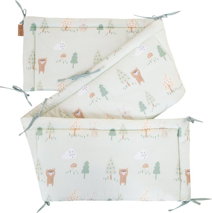 Světle zelený bavlněný mantinel do postýlky 170 cm Woodland Buddies – Roba Roba