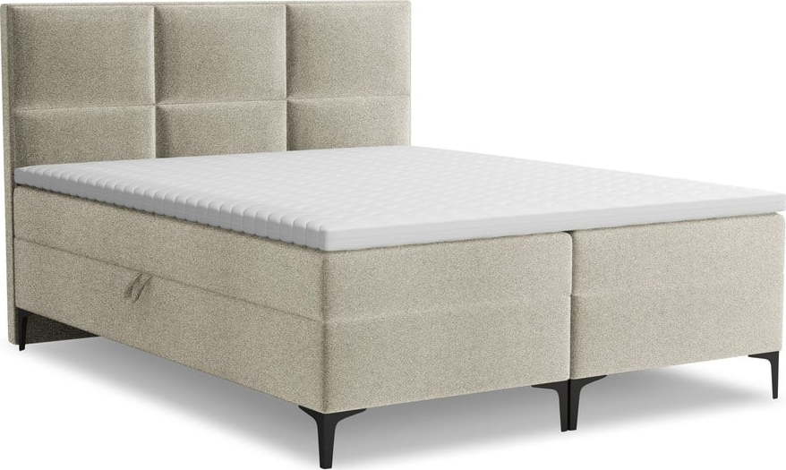 Taupe boxspring postel s úložným prostorem 180x200 cm Pakalana – Makamii Makamii