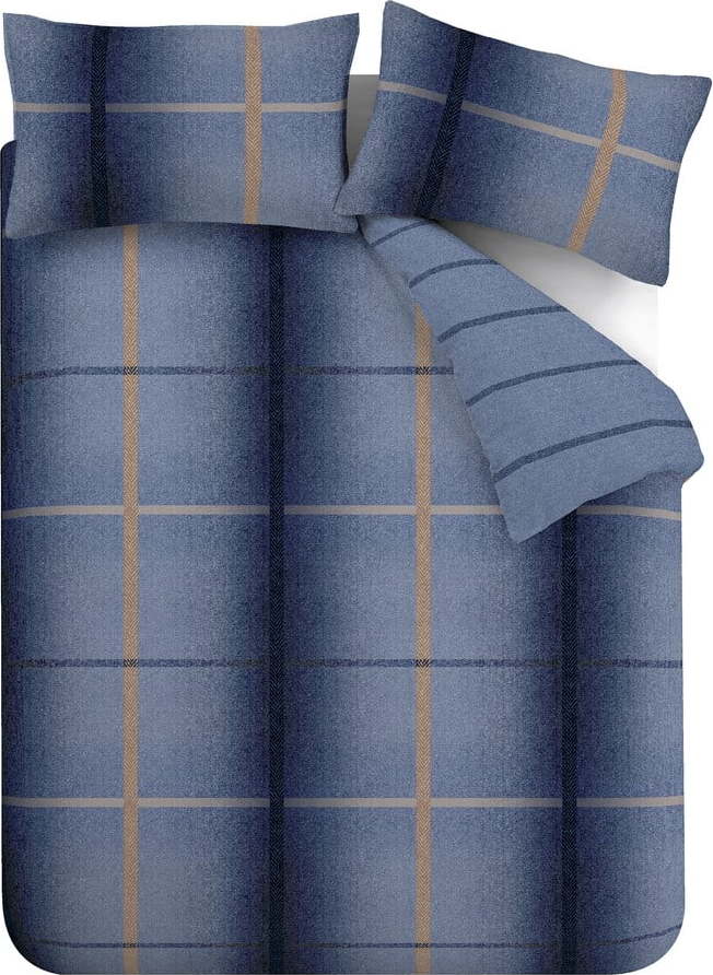 Tmavě modré flanelové povlečení na dvoulůžko/prodloužené 230x220 cm Melrose Tweed Check – Catherine Lansfield Catherine Lansfield