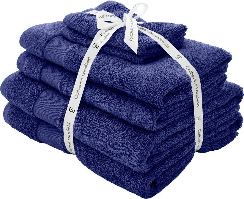 Tmavě modré froté bavlněné ručníky a osušky v sadě 6 ks Anti-Bacterial – Catherine Lansfield Catherine Lansfield