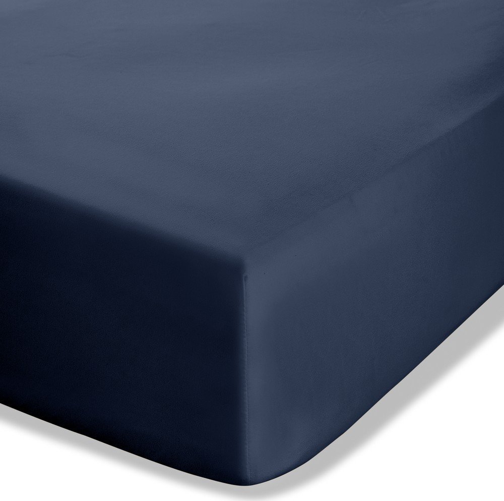 Tmavě modré napínací perkálové prostěradlo 150x200 cm Easy Iron Percale – Catherine Lansfield Catherine Lansfield
