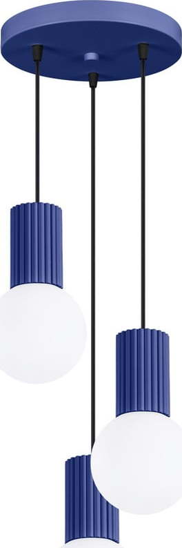 Tmavě modré závěsné svítidlo se skleněným stínidlem ø 25 cm Orbital – Nice Lamps Nice Lamps