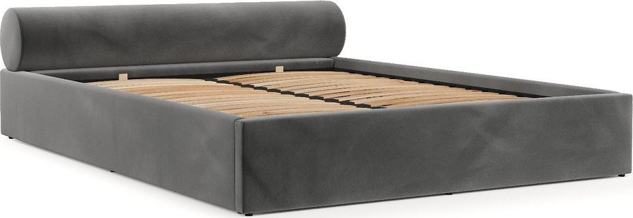 Tmavě šedá čalouněná dvoulůžková postel s úložným prostorem s roštem 140x200 cm Solvo – Maison de Rêve Maison de Reve