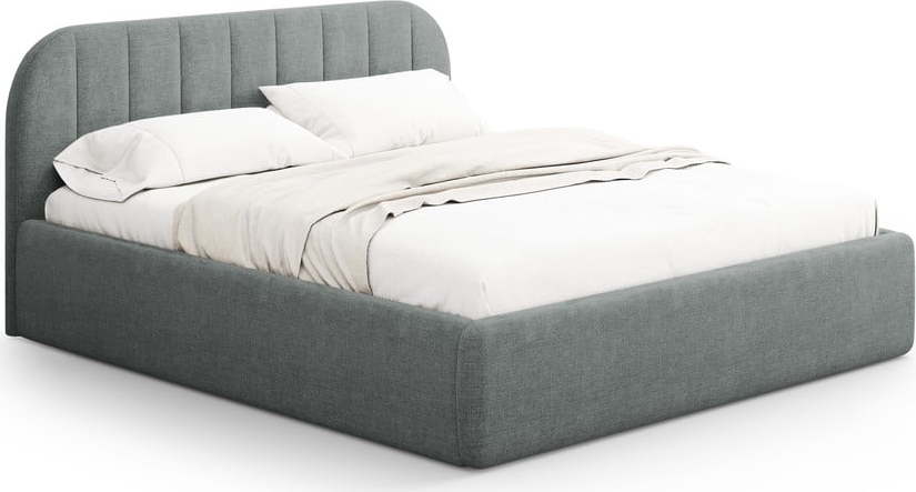 Tmavě šedá čalouněná dvoulůžková postel s úložným prostorem s roštem 160x200 cm Juno – Windsor & Co Sofas Windsor & Co Sofas