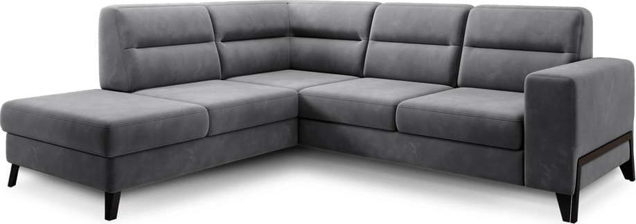 Tmavě šedá sametová rozkládací/s úložným prostorem rohová pohovka (levý roh/do L) Cassara – ELTAP ELTAP