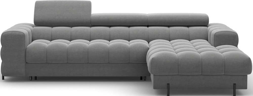 Tmavě šedá sametová rozkládací/s úložným prostorem rohová pohovka (pravý roh/s lenoškou) Felro – ELTAP ELTAP