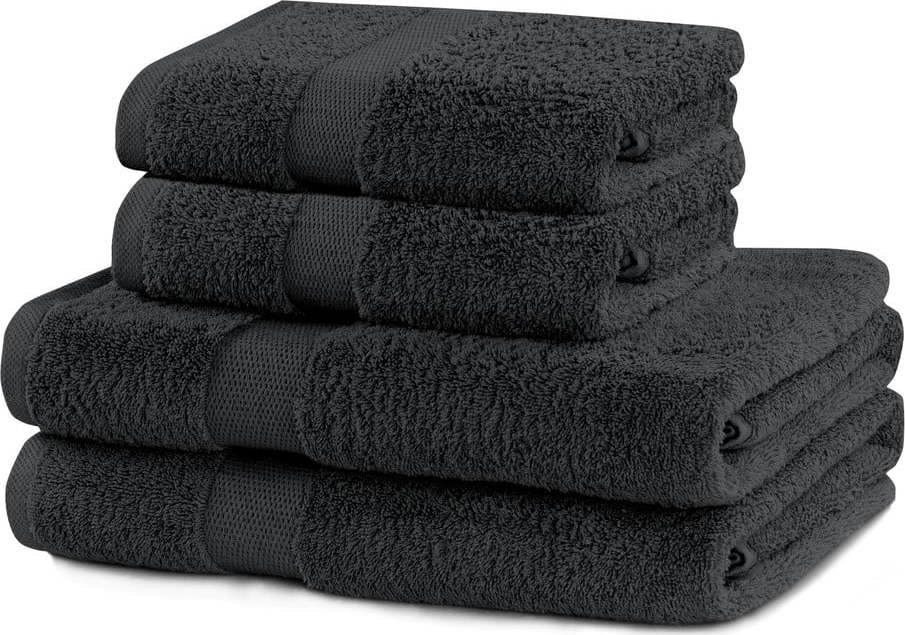 Tmavě šedé froté bavlněné ručníky a osušky v sadě 4 ks Marina – Restilo Restilo