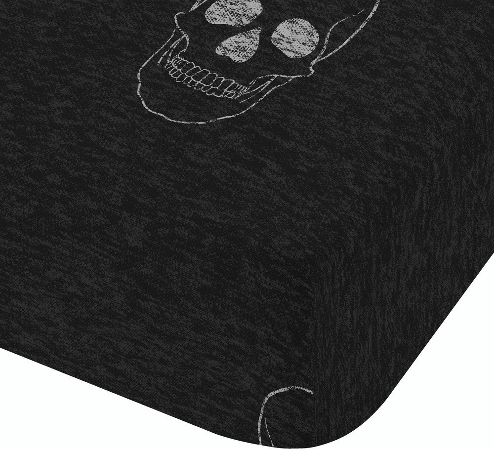 Tmavě šedé napínací dětské prostěradlo na dvoulůžko 135x190 cm Skulls – Catherine Lansfield Catherine Lansfield