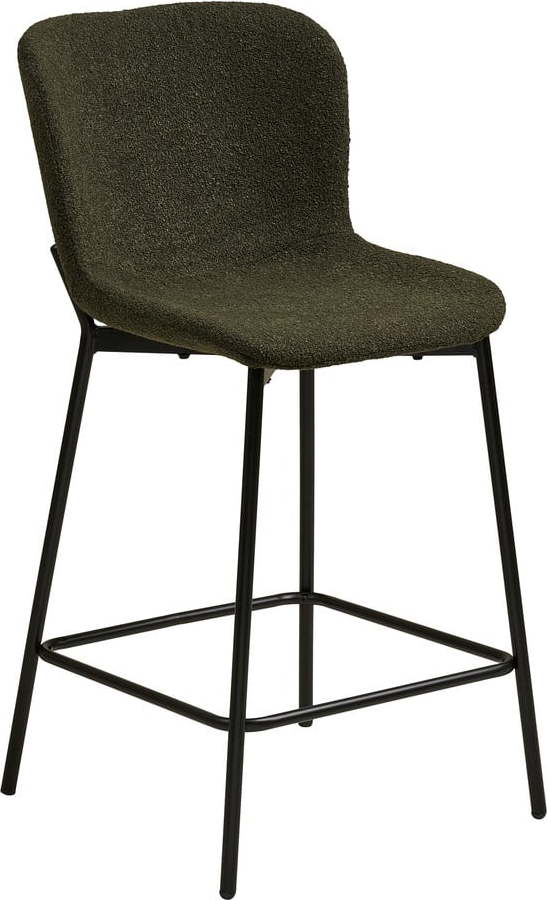 Tmavě zelená čalouněná barová židle (výška sedáku 65 cm) Maceda – House Nordic House Nordic