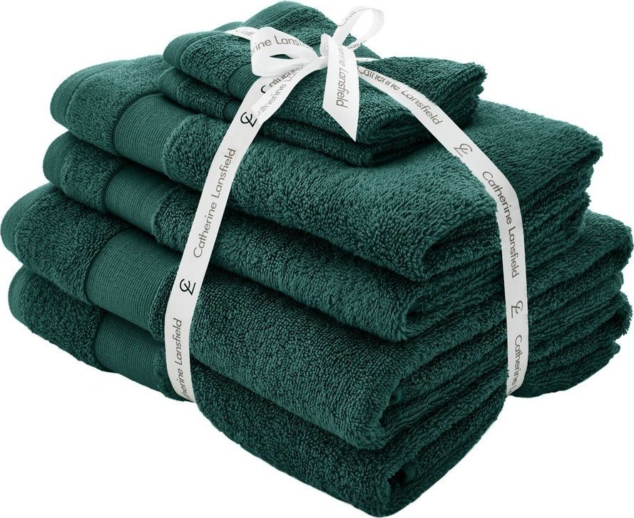 Tmavě zelené froté bavlněné ručníky a osušky v sadě 6 ks Anti-Bacterial – Catherine Lansfield Catherine Lansfield