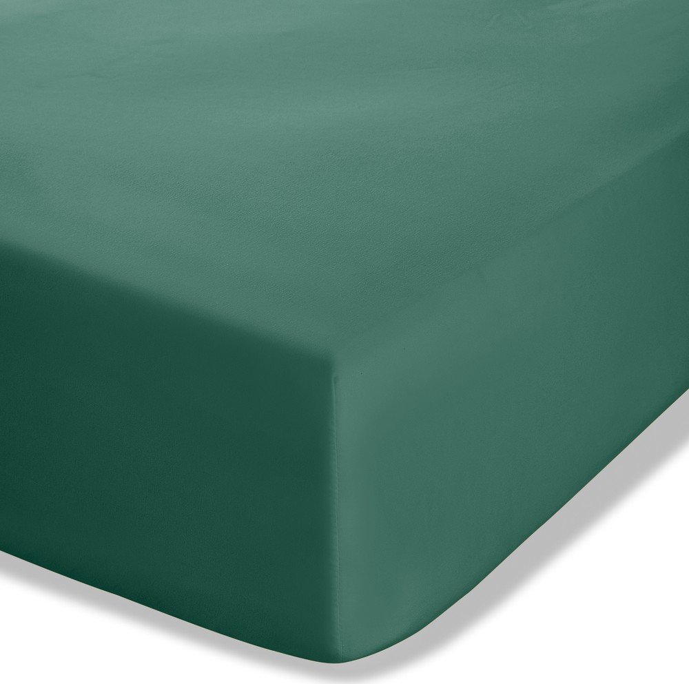 Tmavě zelené napínací perkálové prostěradlo 150x200 cm Easy Iron Percale – Catherine Lansfield Catherine Lansfield