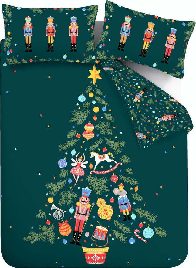 Tmavě zelené povlečení na dvoulůžko/prodloužené 230x220 cm Nutcracker – Catherine Lansfield Catherine Lansfield