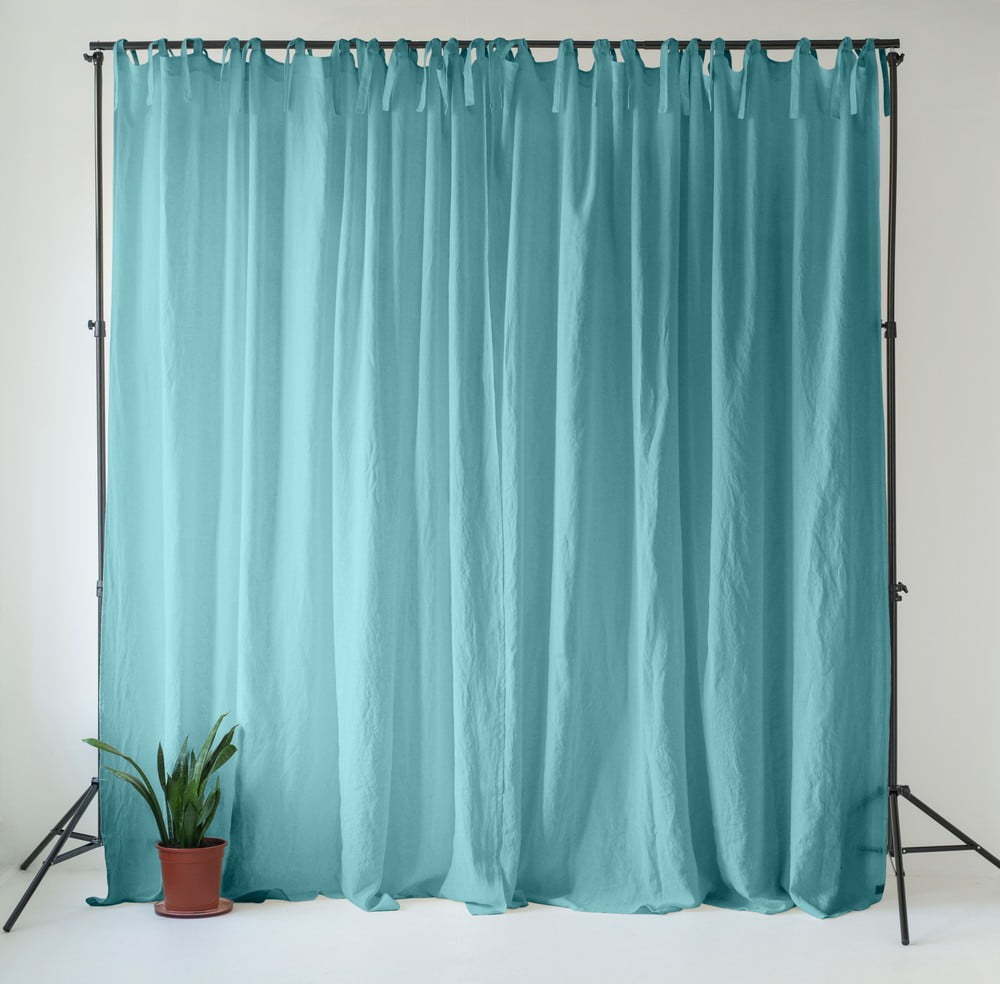 Tyrkysový lněný závěs 140x330 cm Coastal Blue – Linen Tales Linen Tales