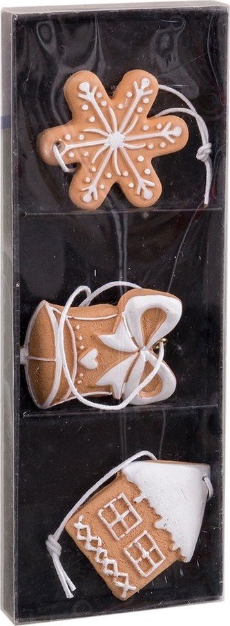 Vánoční ozdoby v sadě 3 ks z polyresinu 5 cm Gingerbread – Casa Selección Casa Selección