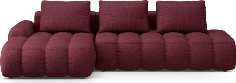 Vínová rozkládací/s úložným prostorem rohová pohovka (levý roh/s lenoškou) Linz – Cosmopolitan Design Cosmopolitan design