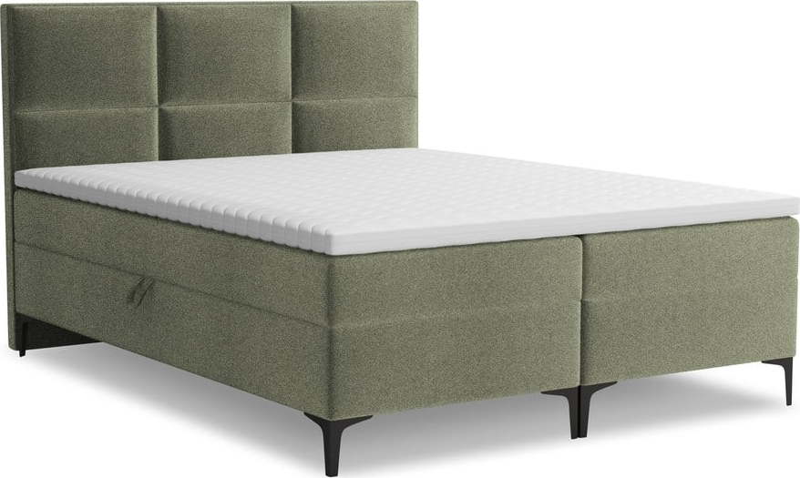 Zelená boxspring postel s úložným prostorem 160x200 cm Pakalana – Makamii Makamii