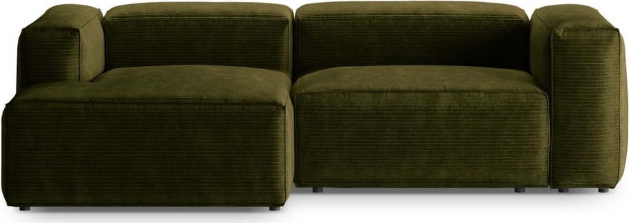 Zelená manšestrová rohová pohovka (levý roh/s lenoškou) Bergano – Cosmopolitan Design Cosmopolitan design