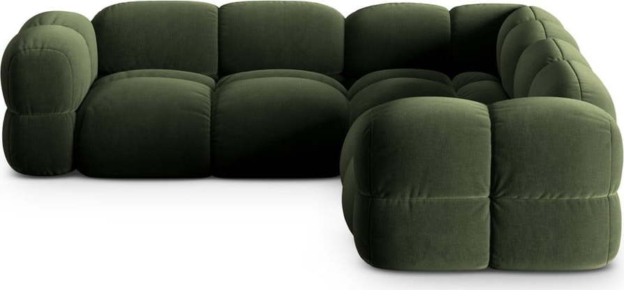 Zelená sametová rohová pohovka Loretto – Cosmopolitan Design Cosmopolitan design