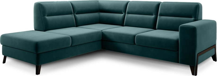 Zelená sametová rozkládací/s úložným prostorem rohová pohovka (levý roh/do L) Cassara – ELTAP ELTAP