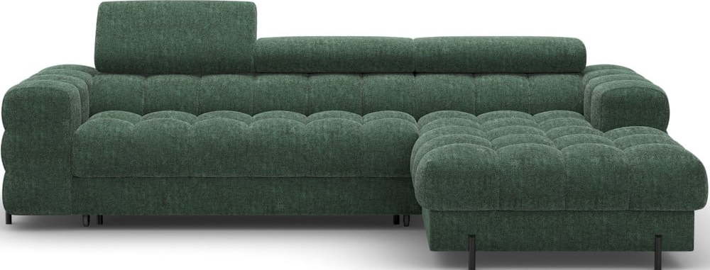 Zelená žinylková rozkládací/s úložným prostorem rohová pohovka (pravý roh/s lenoškou) Felro – ELTAP ELTAP