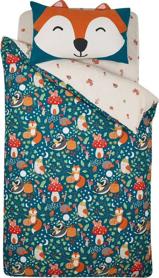 Zelené/béžové dětské povlečení na dvoulůžko 200x200 cm Fox and Woodland Friends – Catherine Lansfield Catherine Lansfield