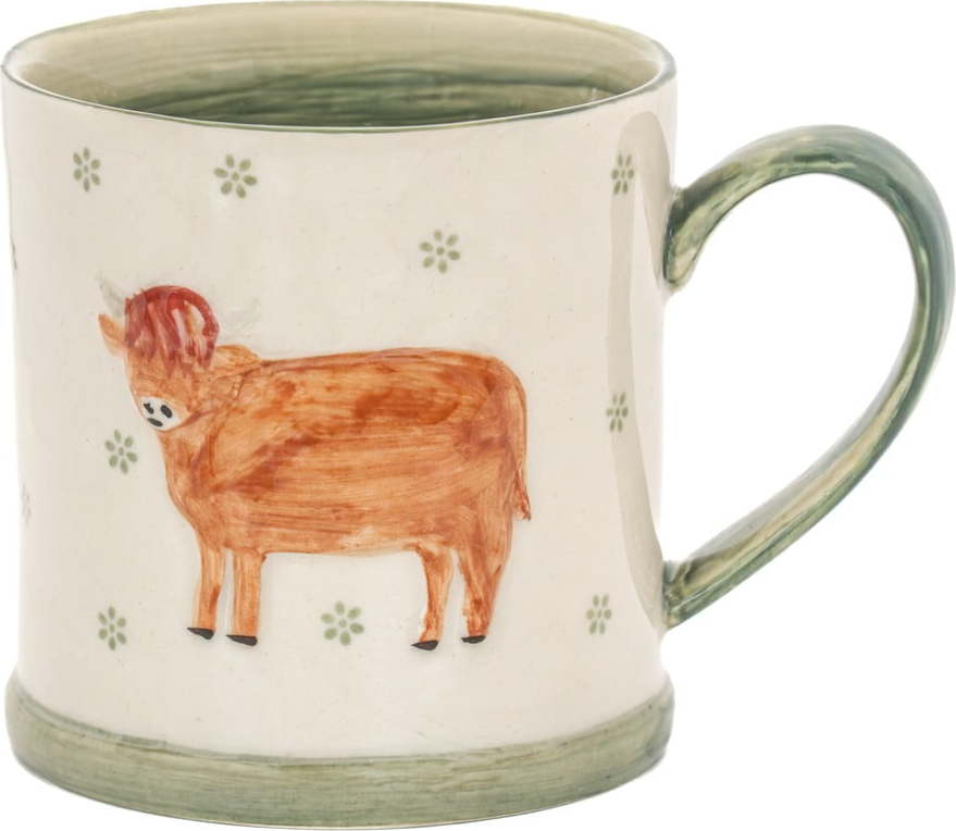 Zelený/béžový hrnek z kameniny 225 ml Cow – Sass & Belle Sass & Belle