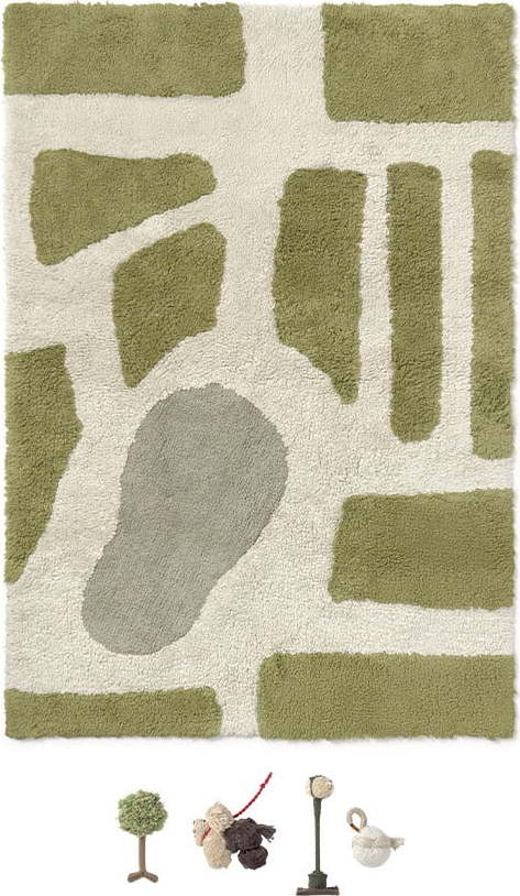 Zelený/krémový bavlněný dětský hrací koberec 90x130 cm Hyde Park – Lorena Canals Lorena Canals