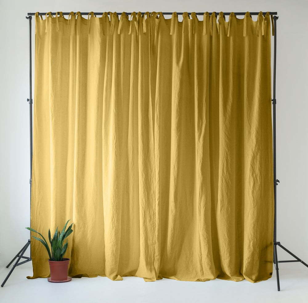 Žlutý lněný závěs 140x170 cm Lemon Curry – Linen Tales Linen Tales