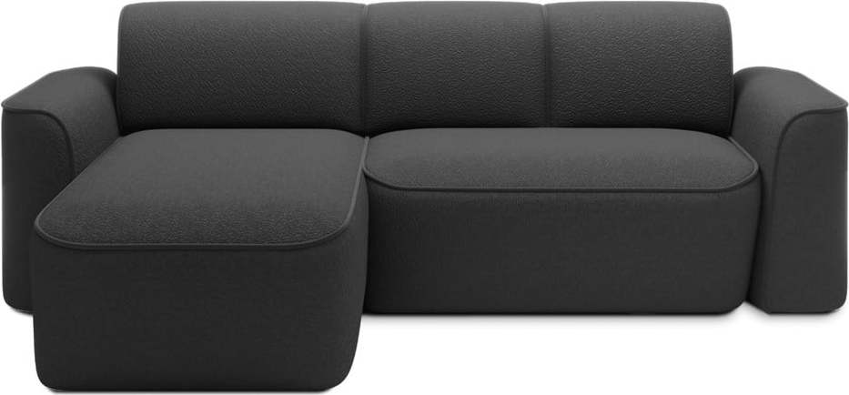 Antracitová rohová pohovka z textilie bouclé (levý roh/s lenoškou) Ume – ELTAP ELTAP