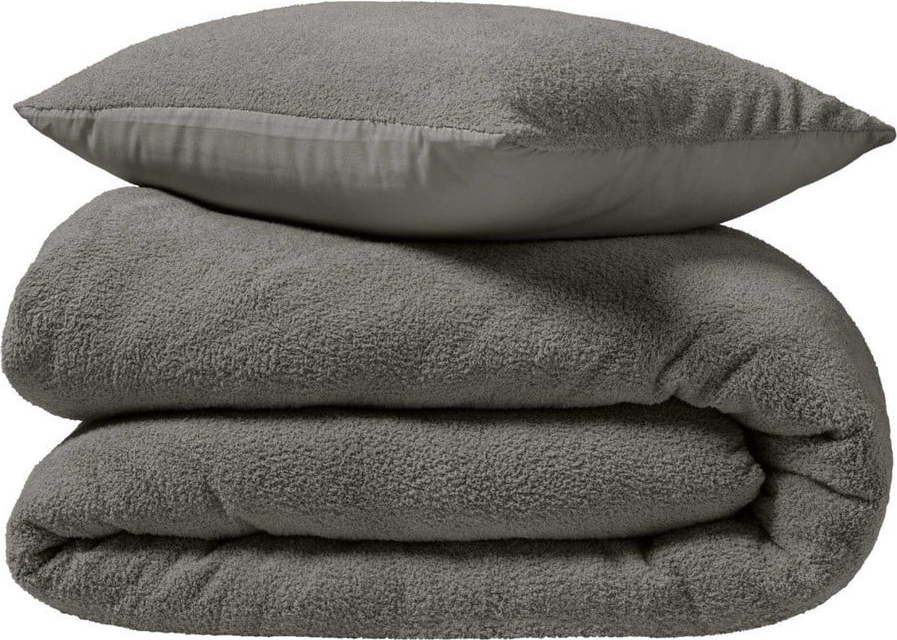 Antracitové povlečení na dvoulůžko/prodloužené z mikroplyše 240x220 cm Helena – douceur d'intérieur Douceur d intérieur
