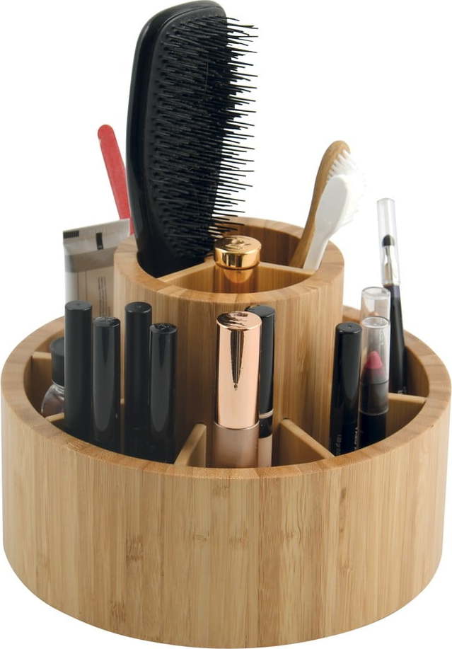 Bambusový koupelnový organizér na kosmetiku/otočný v přírodní barvě Isalys – MSV MSV
