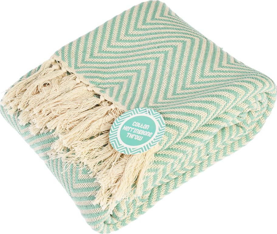Bavlněná deka v mentolové barvě 150x235 cm Herringbone – Rex London Rex London