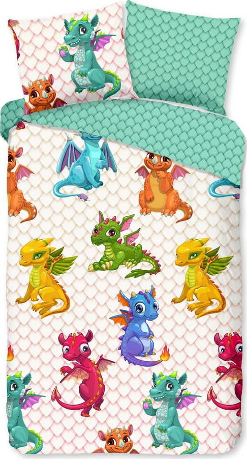 Bavlněné dětské povlečení na jednolůžko/prodloužené 140x220 cm Dragons – Good Morning GOOD MORNING