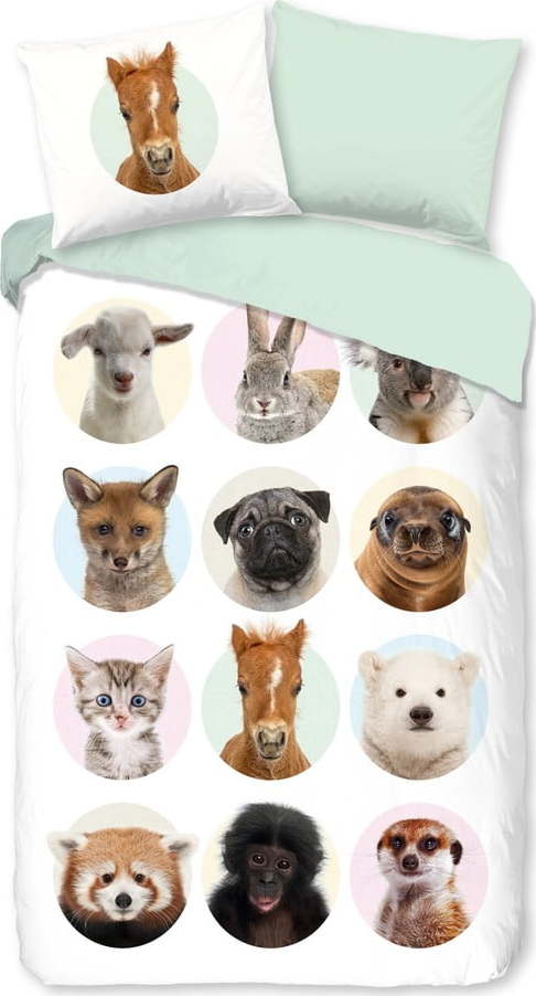 Bavlněné dětské povlečení na jednolůžko/prodloužené 140x220 cm Young Animals – Good Morning GOOD MORNING