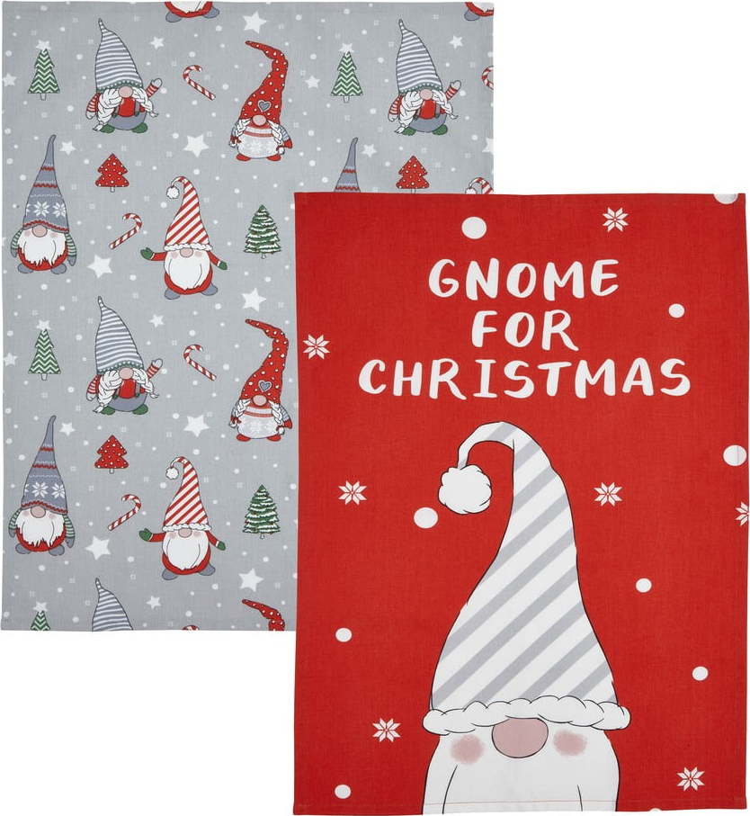 Bavlněné utěrky v sadě 4 ks s vánočním motivem 50x70 cm Gnomes – Catherine Lansfield Catherine Lansfield