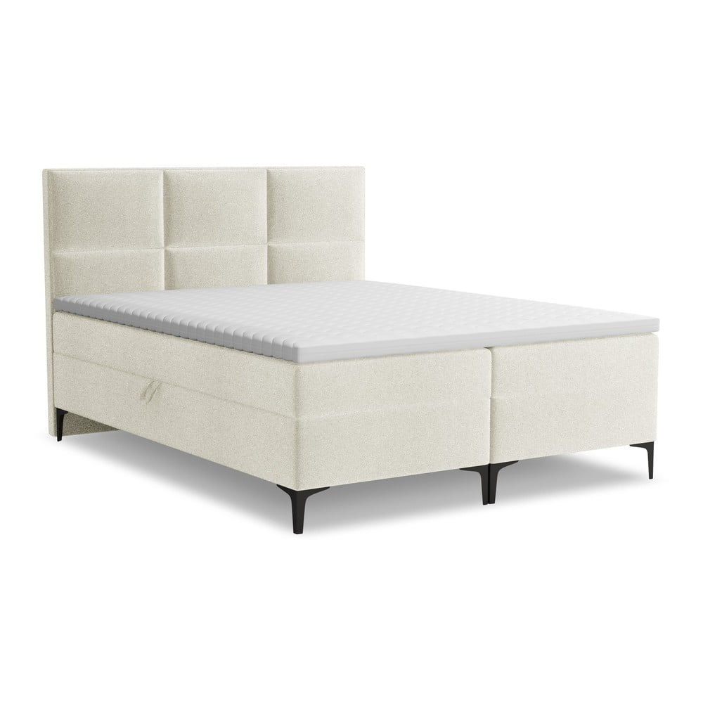 Béžová boxspring postel s úložným prostorem 160x200 cm Pakalana – Makamii Makamii
