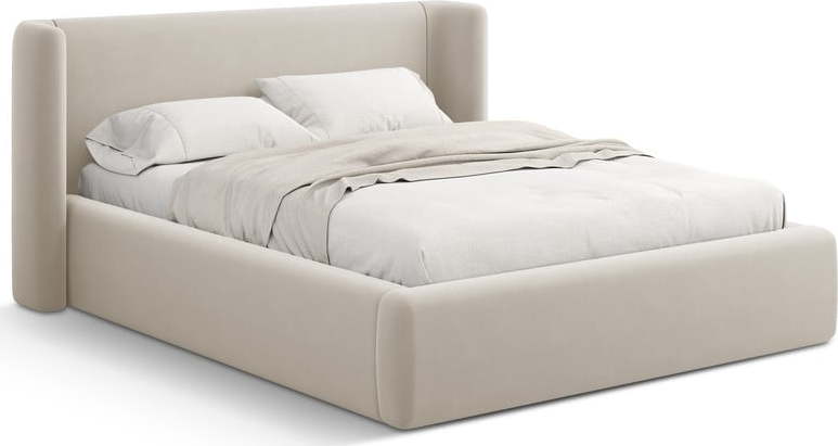 Béžová čalouněná dvoulůžková postel s úložným prostorem s roštem 160x200 cm Jason – Windsor & Co Sofas Windsor & Co Sofas