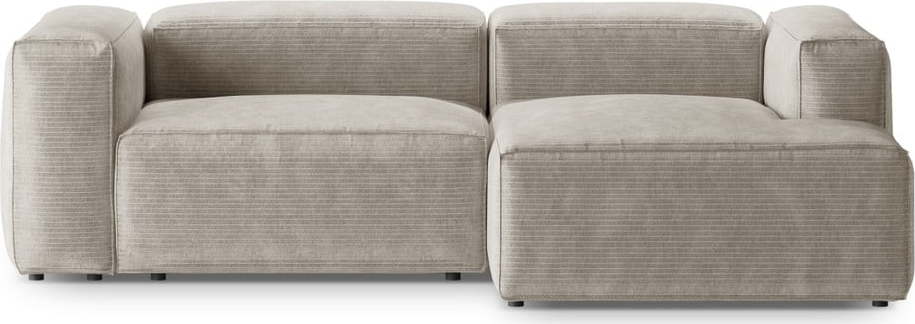 Béžová manšestrová rohová pohovka (pravý roh/s lenoškou) Bergano – Cosmopolitan Design Cosmopolitan design