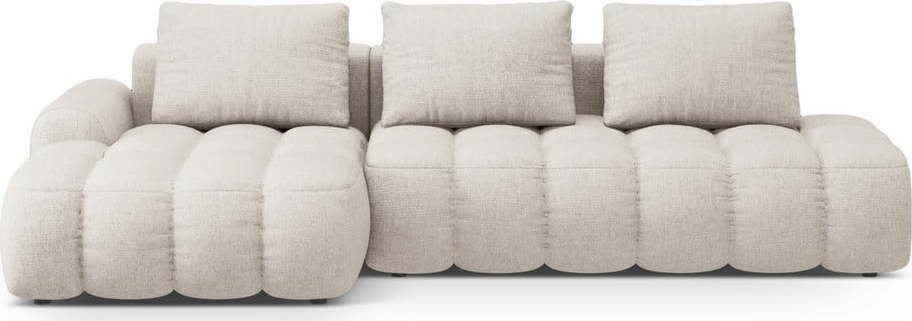 Béžová rozkládací/s úložným prostorem rohová pohovka (levý roh/s lenoškou) Linz – Cosmopolitan Design Cosmopolitan design