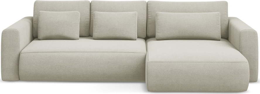 Béžová rozkládací/s úložným prostorem rohová pohovka (pravý roh/s lenoškou) Kapua – Makamii Makamii