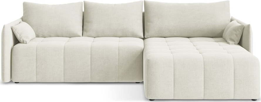 Béžová rozkládací/s úložným prostorem rohová pohovka (pravý roh/s lenoškou) Moku – Makamii Makamii