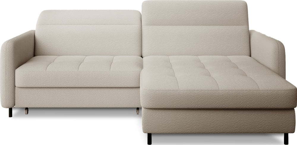 Béžová rozkládací/s úložným prostorem rohová pohovka z textilie bouclé (pravý roh/s lenoškou) Gomsi – ELTAP ELTAP