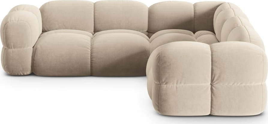 Béžová sametová rohová pohovka Loretto – Cosmopolitan Design Cosmopolitan design