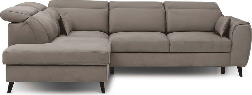 Béžová sametová rozkládací/s úložným prostorem rohová pohovka (levý roh/do L) Noble – ELTAP ELTAP