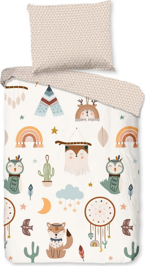 Béžové bavlněné dětské povlečení do postýlky 100x135 cm Remi – Good Morning GOOD MORNING