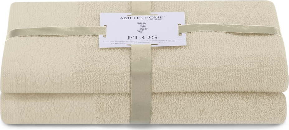 Béžové froté bavlněné ručníky a osušky v sadě 2 ks Flos – Restilo Restilo